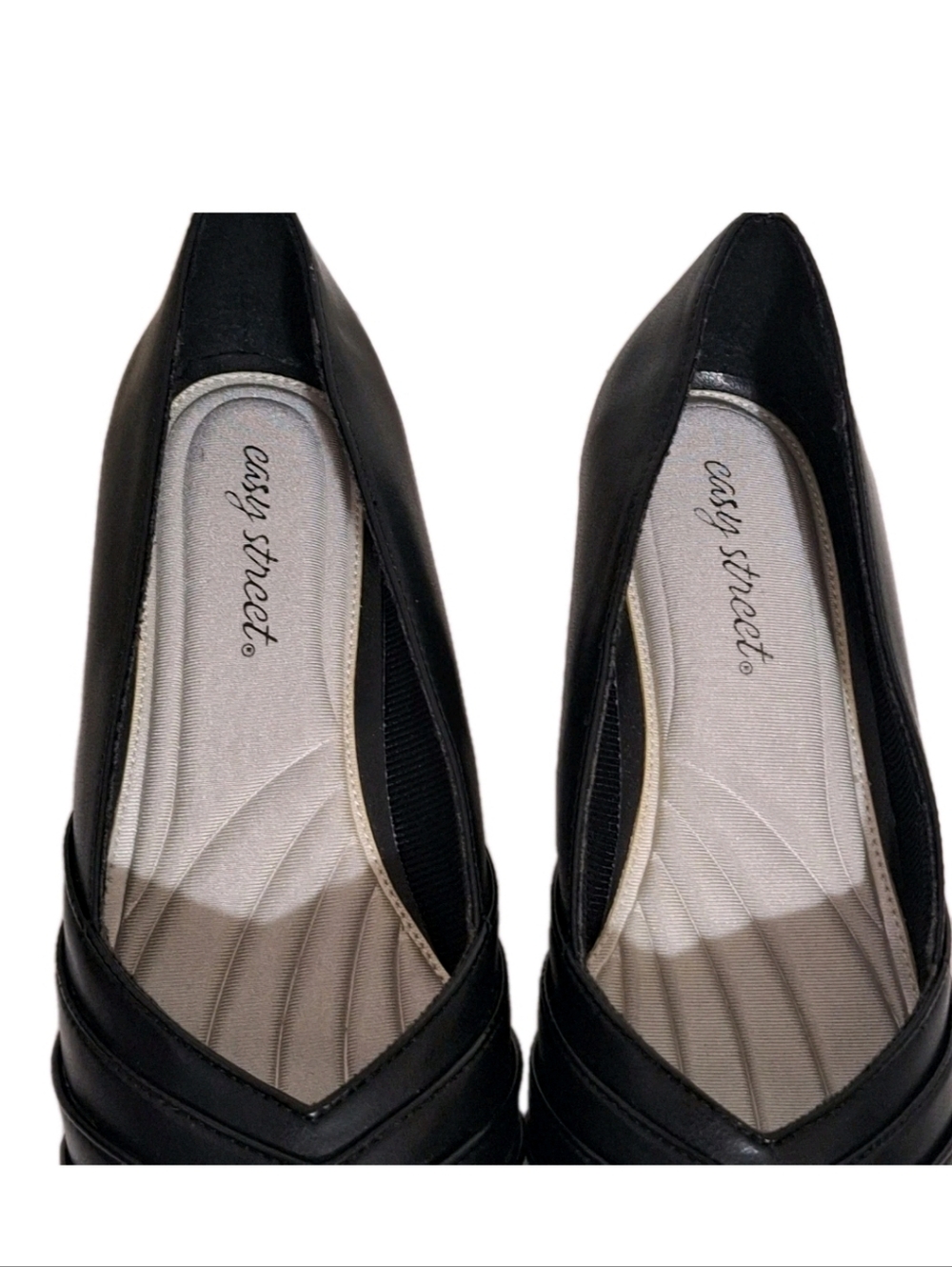 Easy Street Entice Squared Toe Pumps Black Faux Leather Shoes Size 9 M - Picture 9 of 11